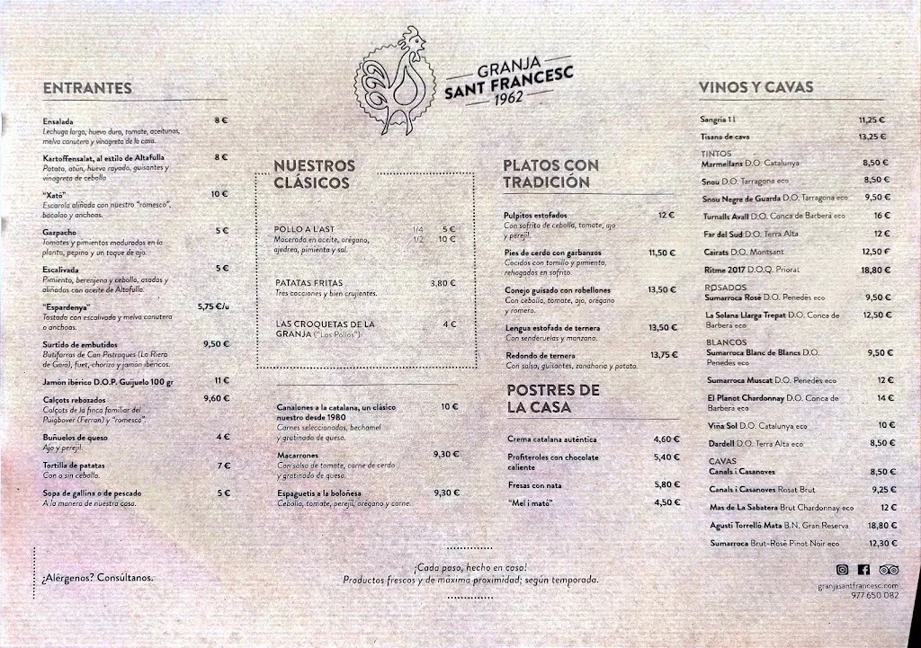 Menu_Granja Sant Francesc_Altafulla_image_1