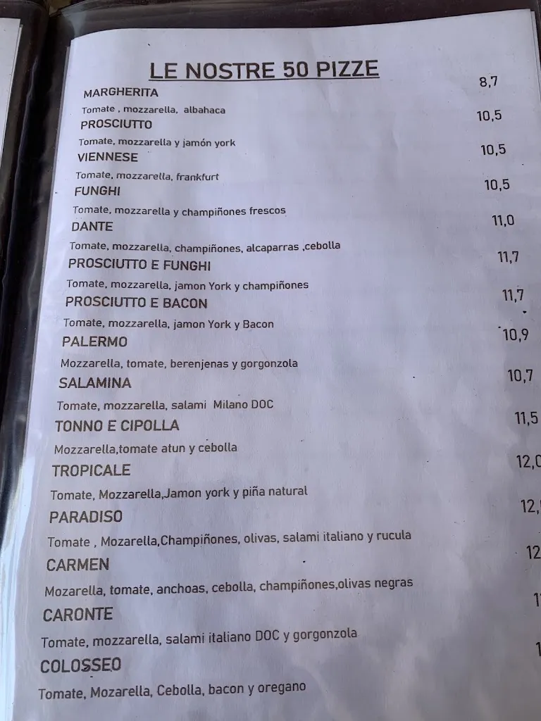 Menu_Pizzería la Trattoria de Torredembarra_Altafulla_image_2