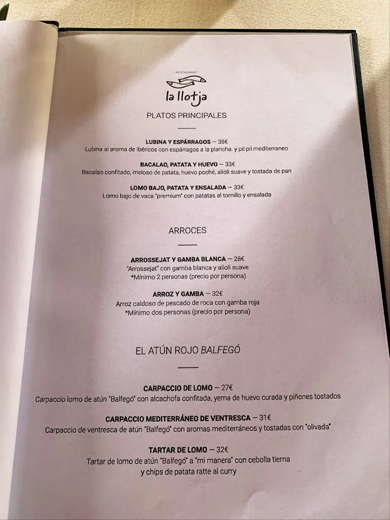 Menu_Restaurant La Llotja de Marc Miró_Ametlla de Mar_immagine_1