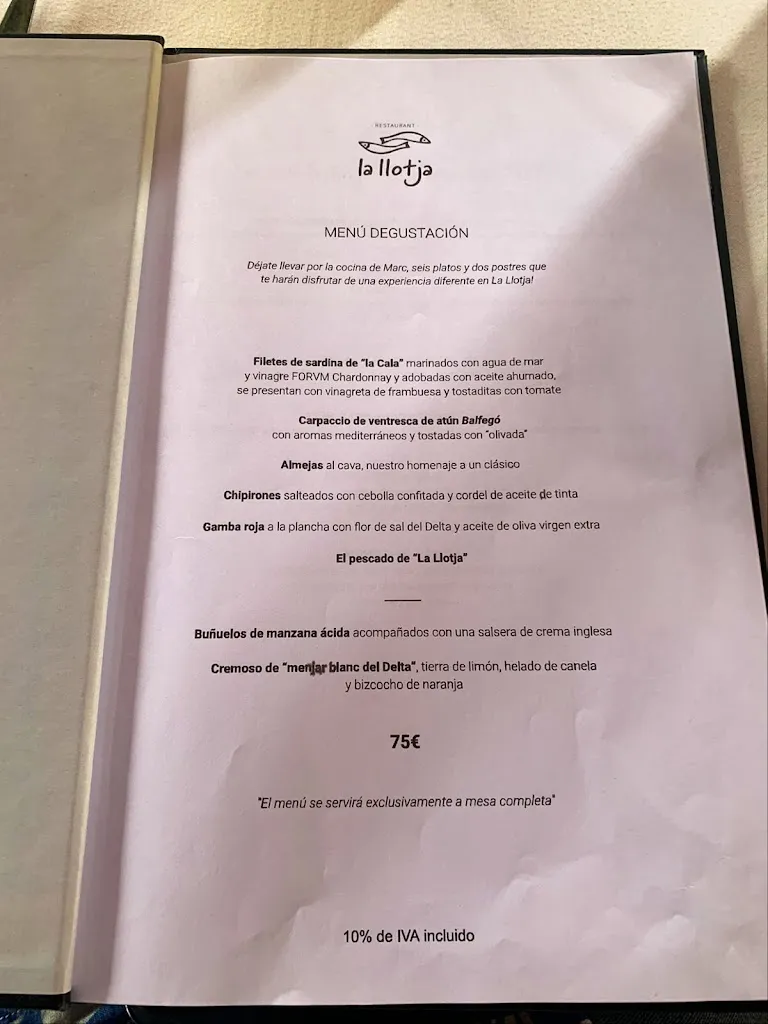 Menu_Restaurant La Llotja de Marc Miró_Ametlla de Mar_immagine_3