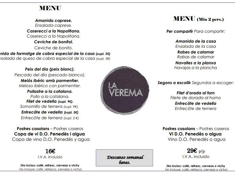 Menu_Restaurant La Verema de L'Arboç_Arboç_image_1