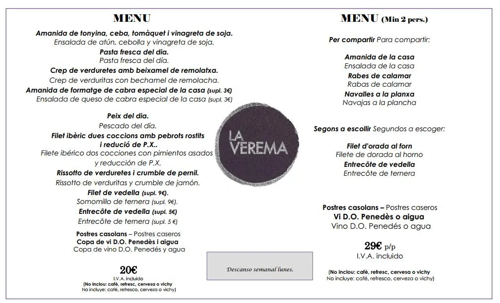 Menu_Restaurant La Verema de L'Arboç_Arboç_image_4