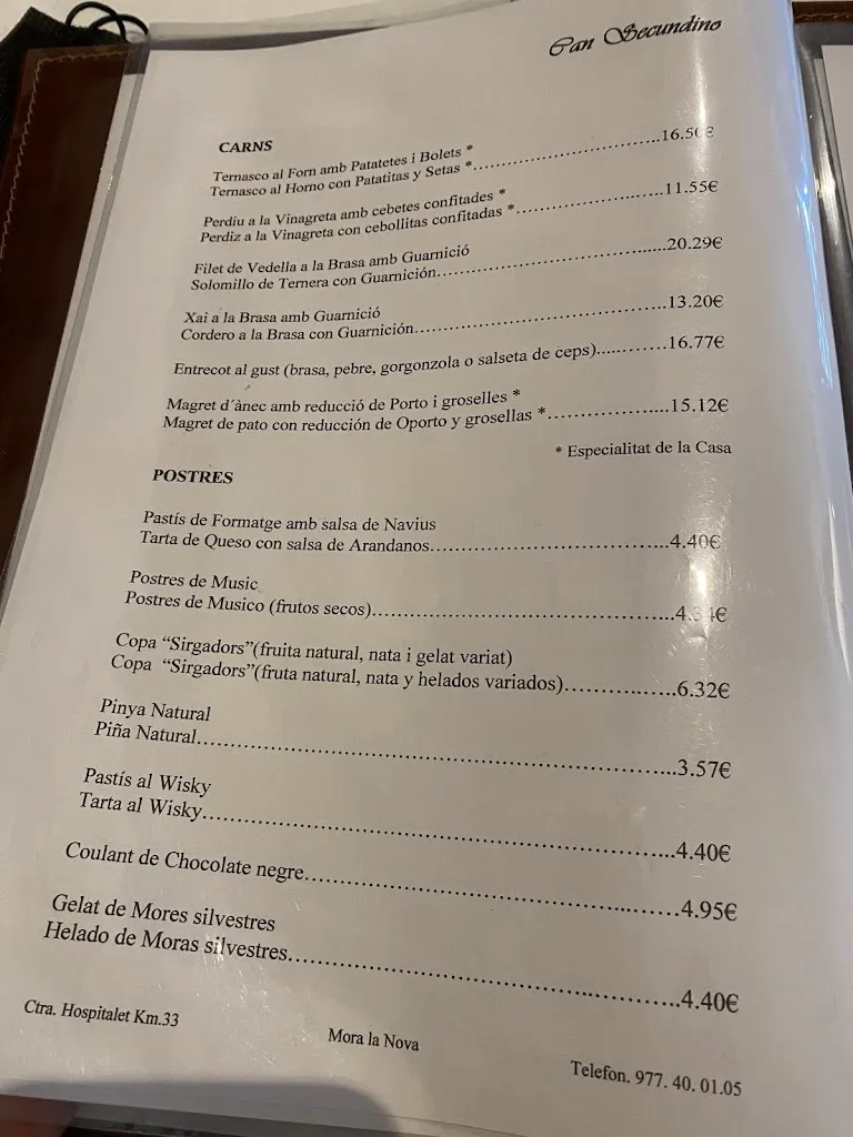 Menu_Restaurant Can Secundino_Benissanet_image_1