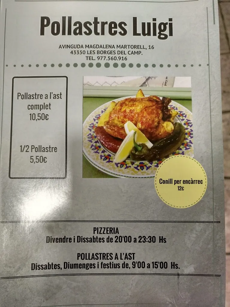Menu_Pollastres Luigi (Pollastres a l'ast)_Borges del Camp_image_2