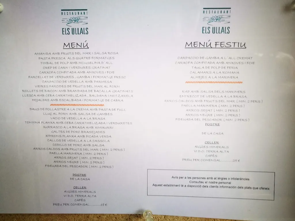 Menu_Restaurant Els Ullals_Amposta_image_4