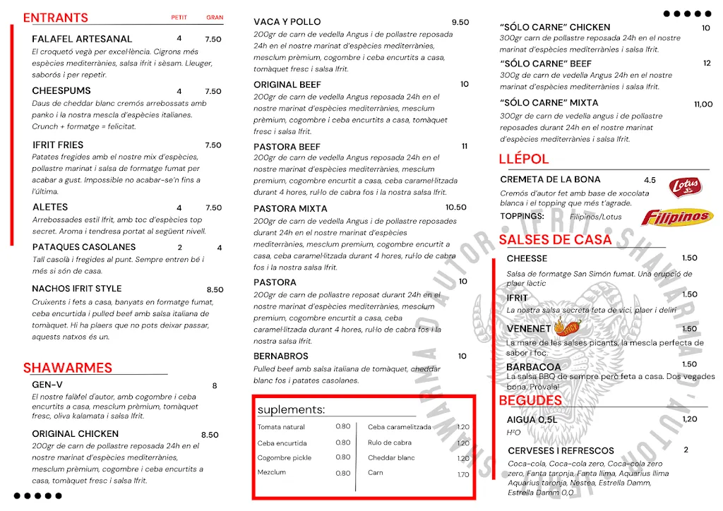 Menu_Ifrit Shawarma | Soylent Green_Amposta_image_1