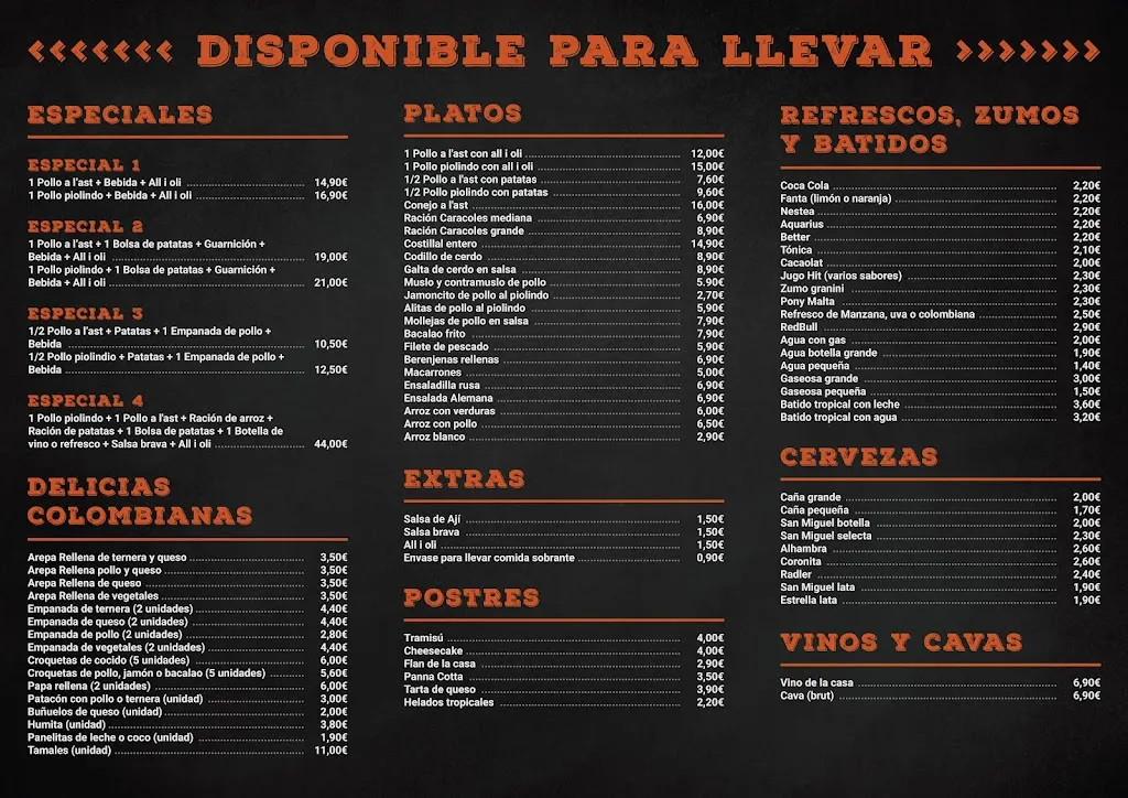 Menu_Cacique's Pollos_Amposta_image_1