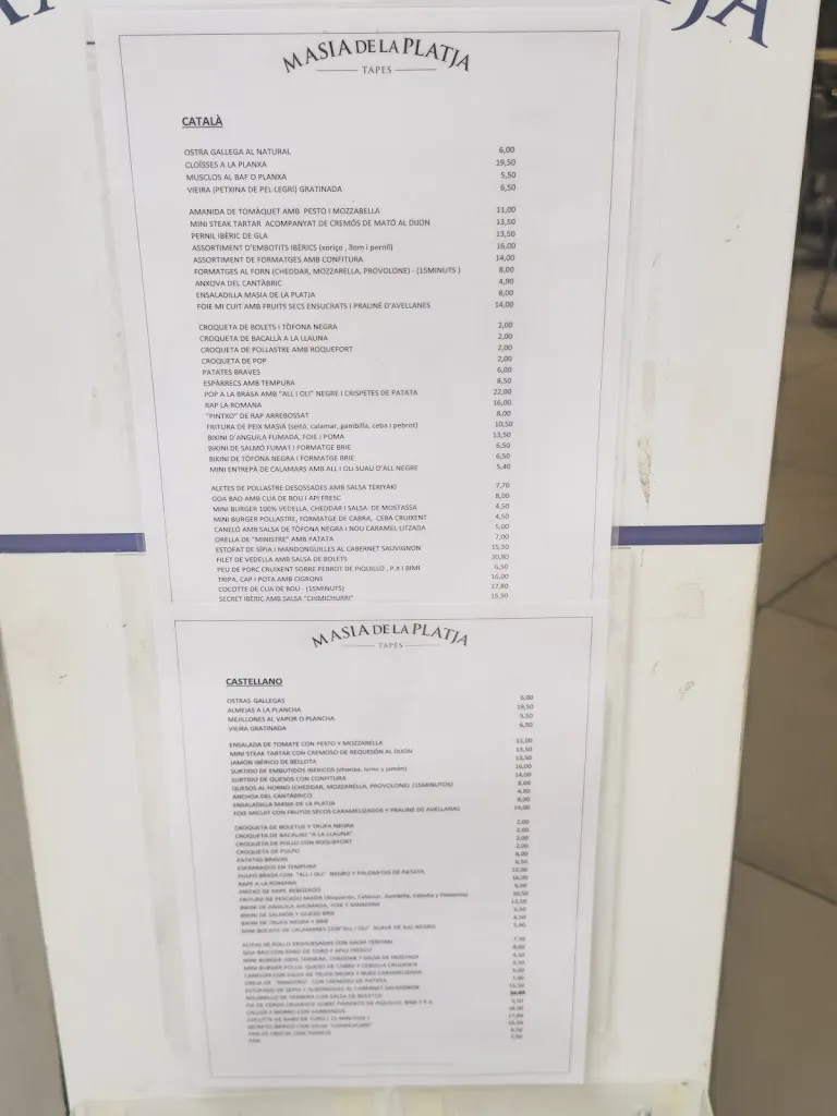 Menu_Restaurant Masía de la Platja_Calafell_image_1