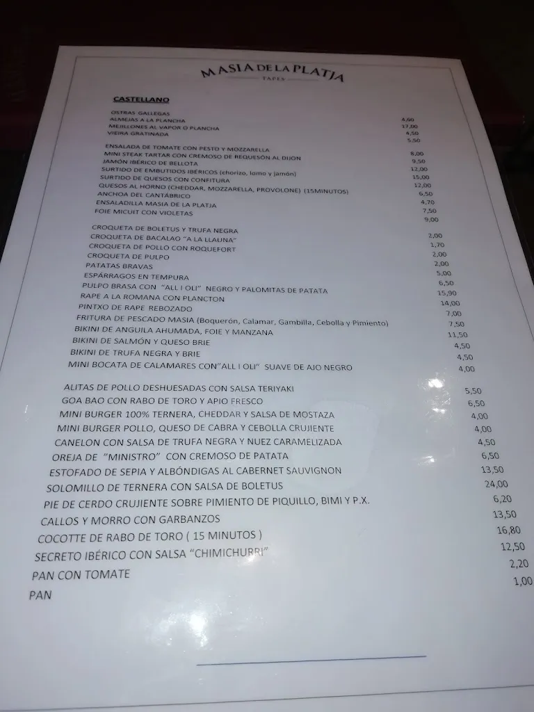 Menu_Restaurant Masía de la Platja_Calafell_image_4