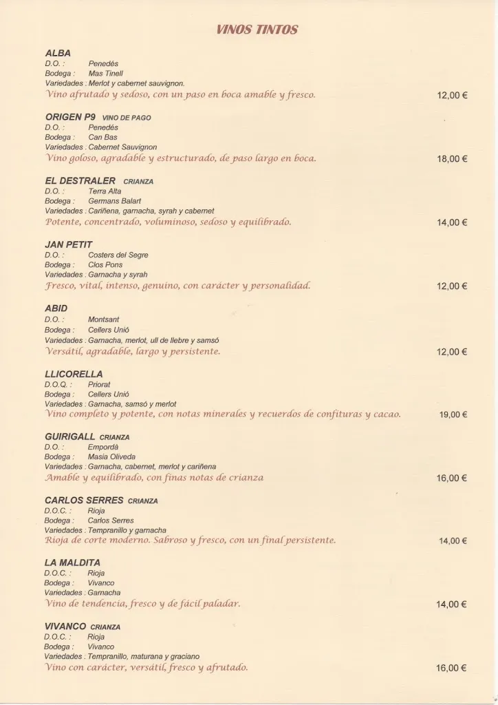 Menu_Bar Restaurant Emperador_Calafell_immagine_1