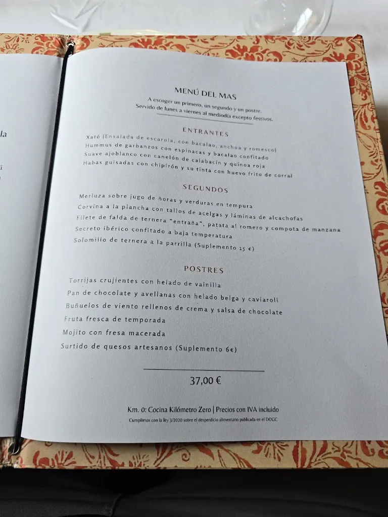 Menu_Restaurant Mas La Boella_Canonja La_image_1