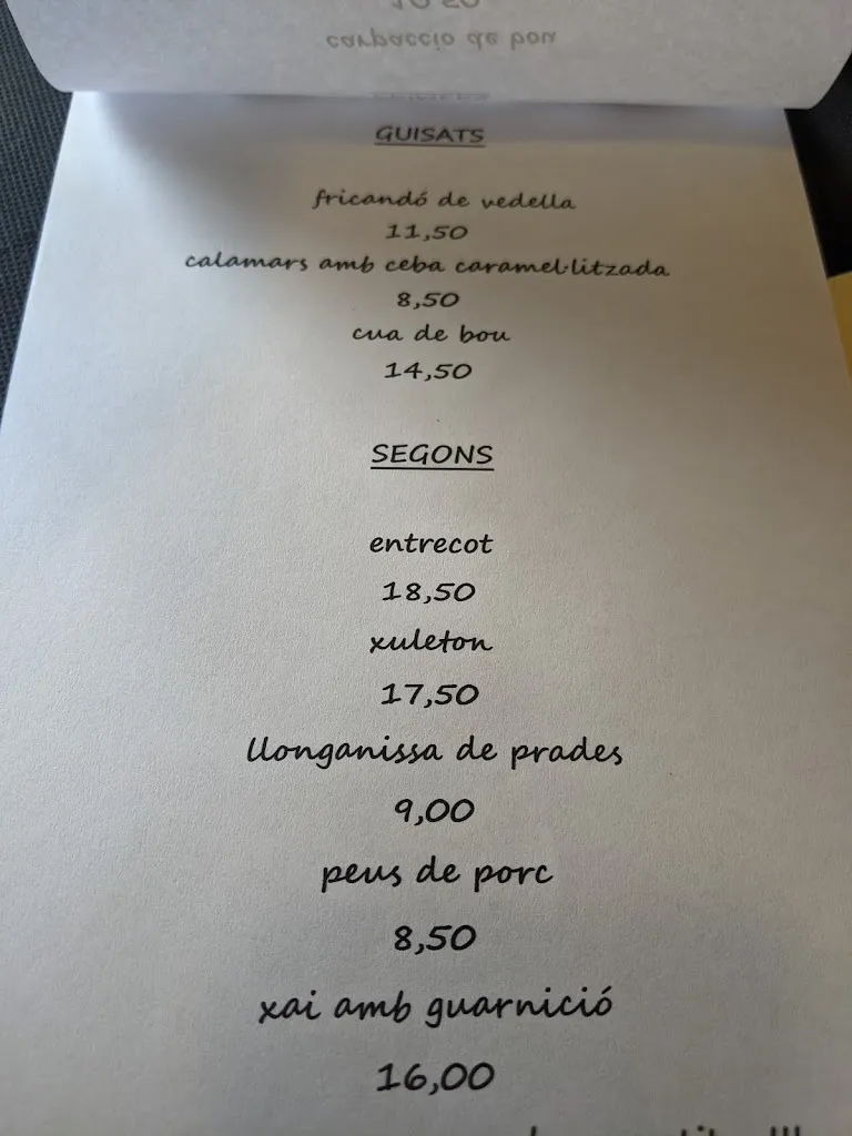 Menu_Bar Restaurant El Grèvol_Capafonts_image_1