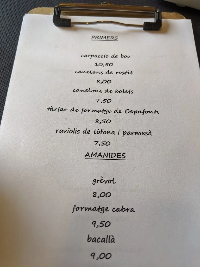 Menu_Bar Restaurant El Grèvol_Capafonts_image_2