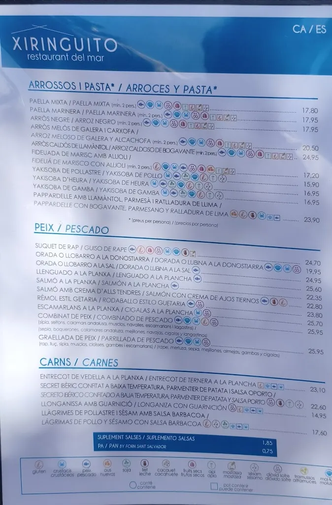 Menu_Xiringuito Restaurant Del Mar - Camping Joan_Cambrils_image_2