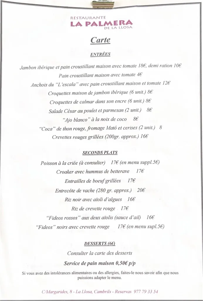 Menu_La Palmera de la Llosa_Cambrils_image_1