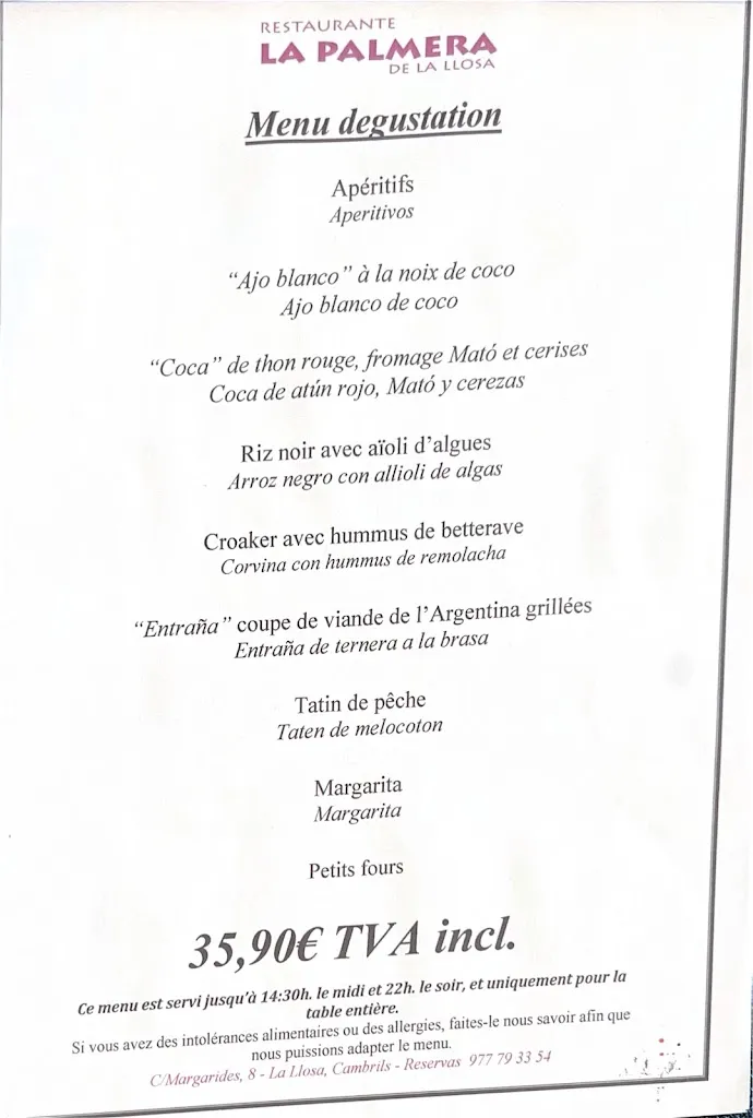 Menu_La Palmera de la Llosa_Cambrils_image_3