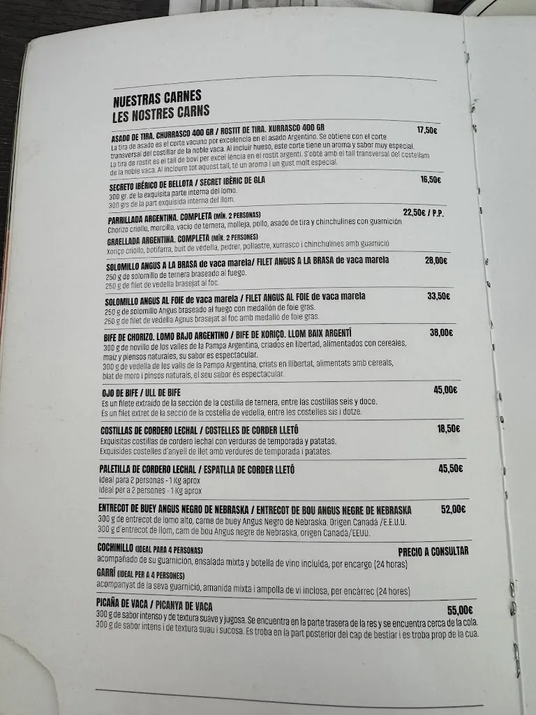 Menu_Asador Argentino Puerto Madero Cambrils_Cambrils_immagine_2