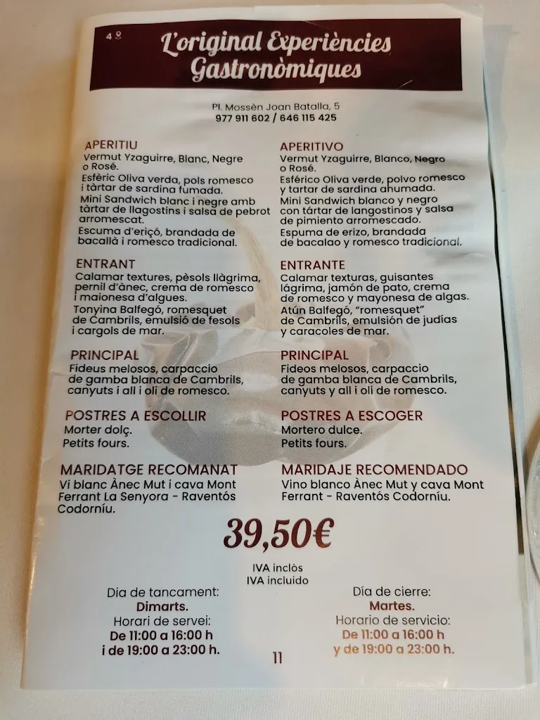 Menu_l'Original_Cambrils_image_2