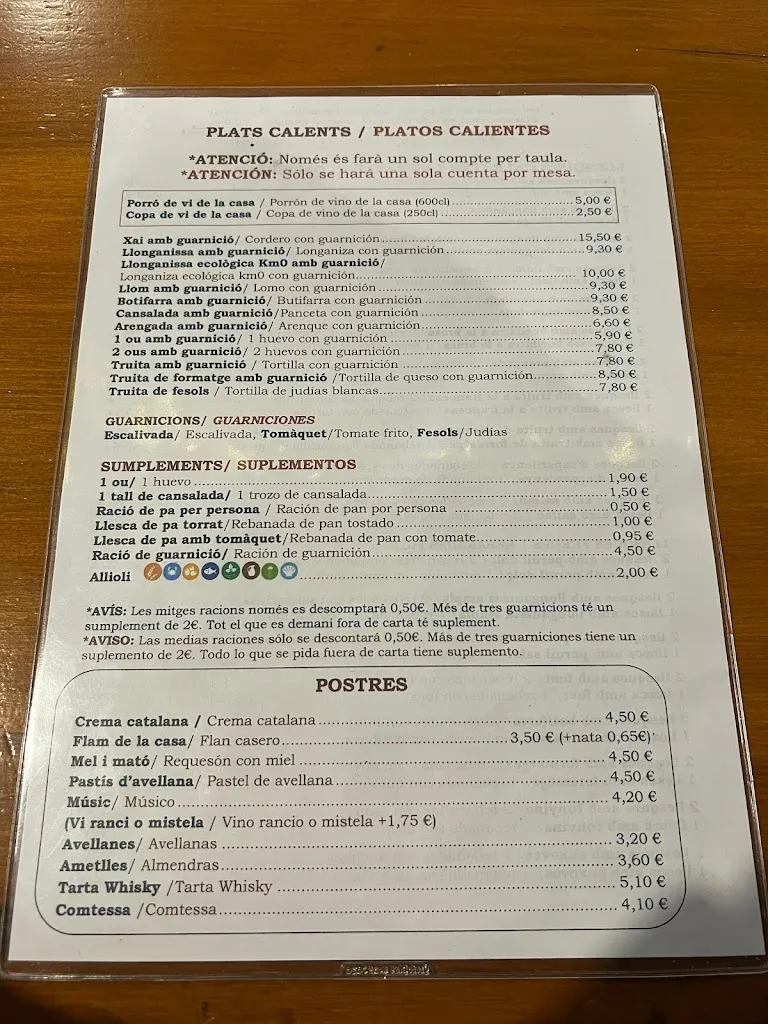 Menu_Restaurant Venta de Pubill_Cornudella de Montsant_immagine_1