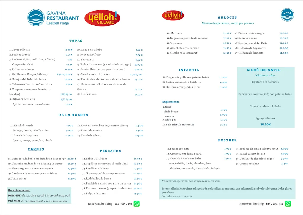 Menu_Gavina Restaurant | Creixell Platja_Creixell_immagine_4