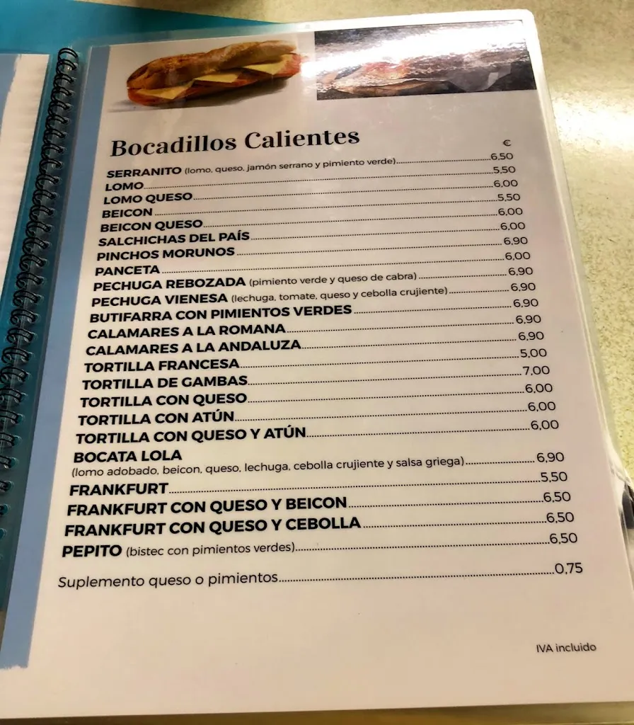 Menu_Bar Restaurant Casa Lola_Cunit_image_2