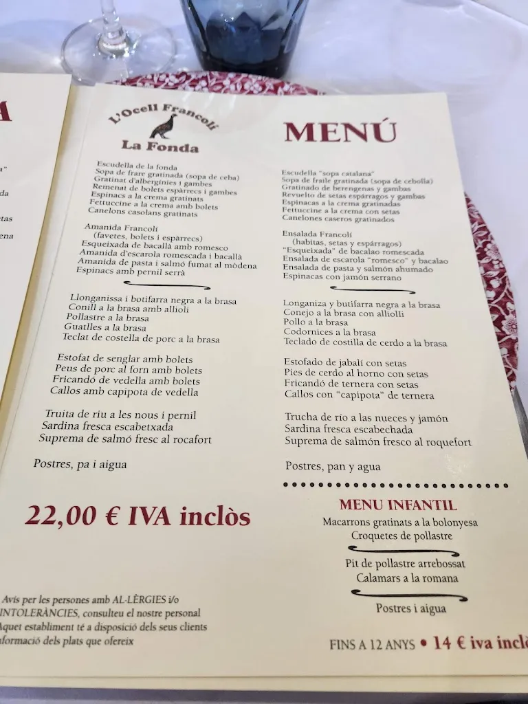 Menu_Restaurant L'Ocell Francolí_Espluga de Francolí_image_4