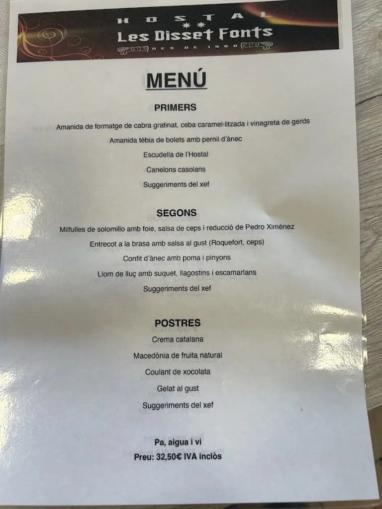 Menu_Hostal Restaurant Les Disset Fonts_Espluga de Francolí_image_1