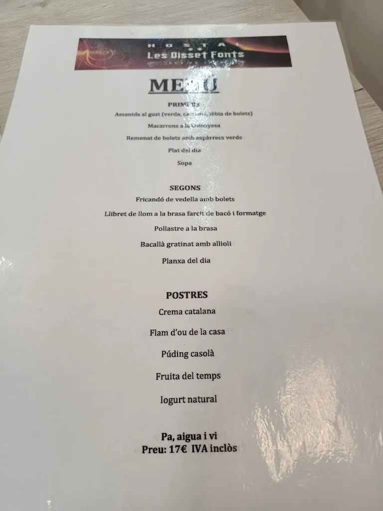 Menu_Hostal Restaurant Les Disset Fonts_Espluga de Francolí_image_2