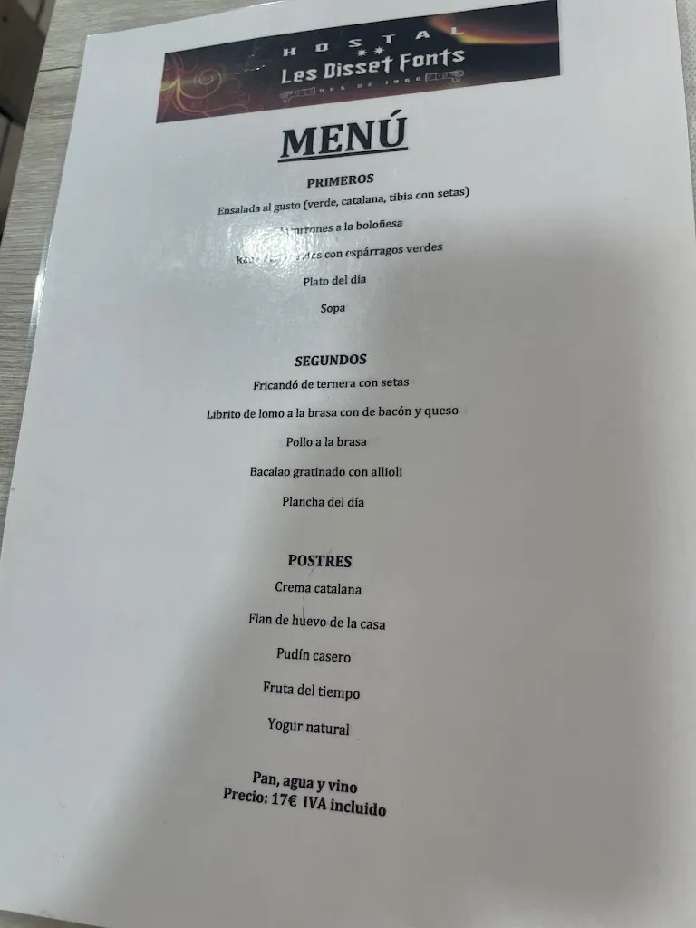 Menu_Hostal Restaurant Les Disset Fonts_Espluga de Francolí_image_4