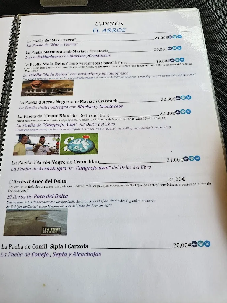 Menu_Restaurant l'Arròs de Ladis Alcalà_Deltebre_image_1