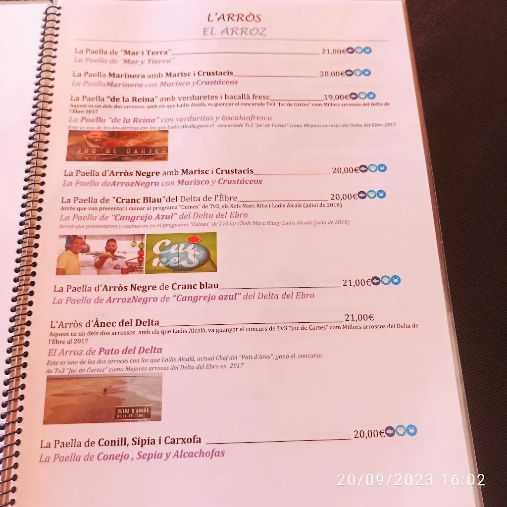 Menu_Restaurant l'Arròs de Ladis Alcalà_Deltebre_image_4