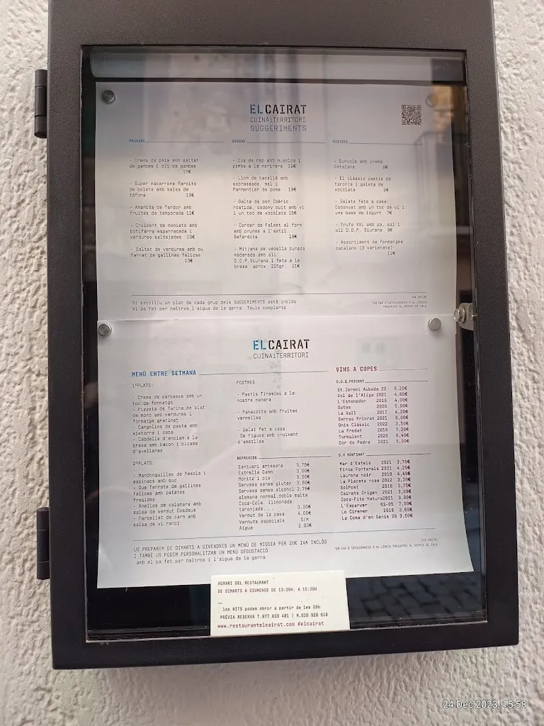 Menu_Restaurant El Cairat_Falset_image_3