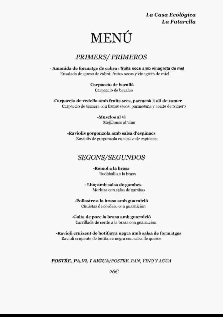 Menu_La Casa Ecològica Fatarella_Fatarella_image_1