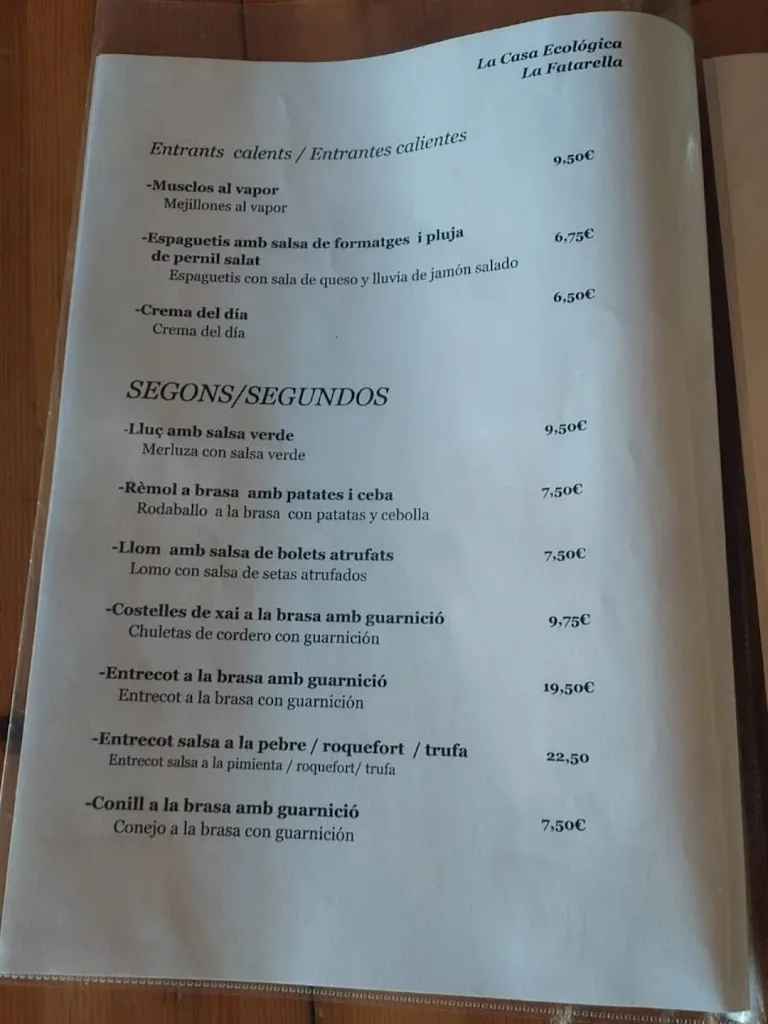 Menu_La Casa Ecològica Fatarella_Fatarella_image_4