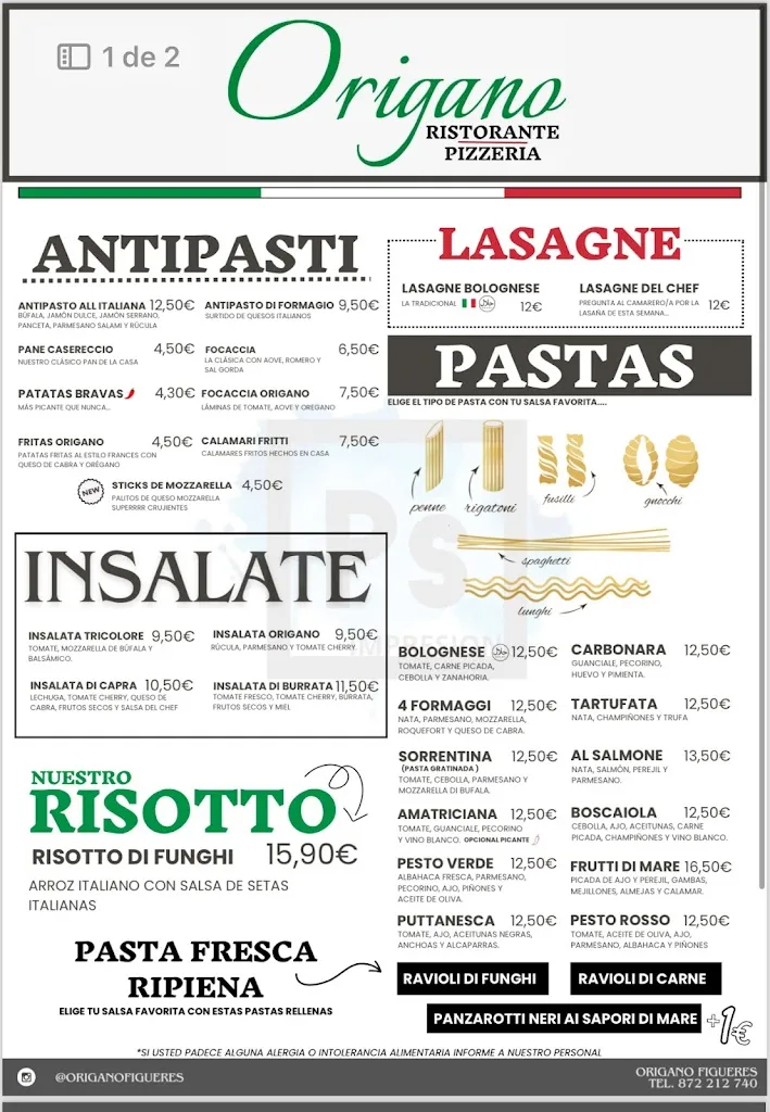 Menu_ORIGANO - Ristorante/Pizzeria_Figuera_image_1