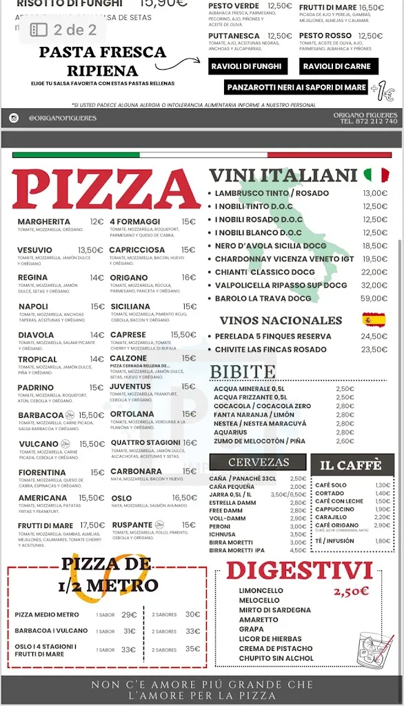 Menu_ORIGANO - Ristorante/Pizzeria_Figuera_image_2