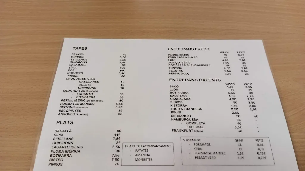 Menu_Bar Restaurant La Cumprativa_Llorenç del Penedès_image_1