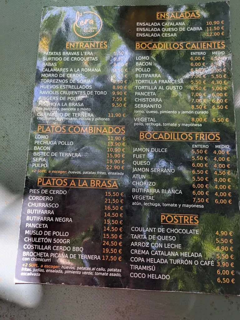 Menu_Bar Restaurant L'Era_Masllorenç_image_2