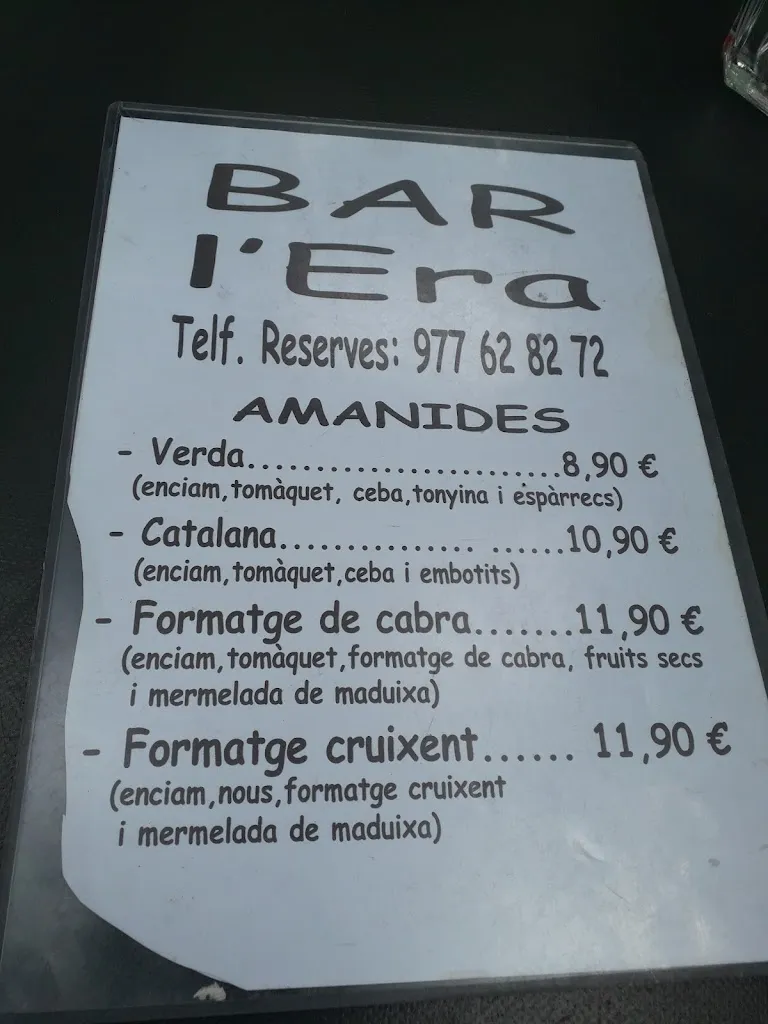 Menu_Bar Restaurant L'Era_Masllorenç_image_4