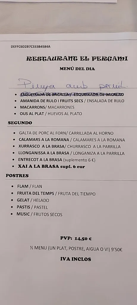 Menu_Restaurant El Pergami_Montblanc_image_1