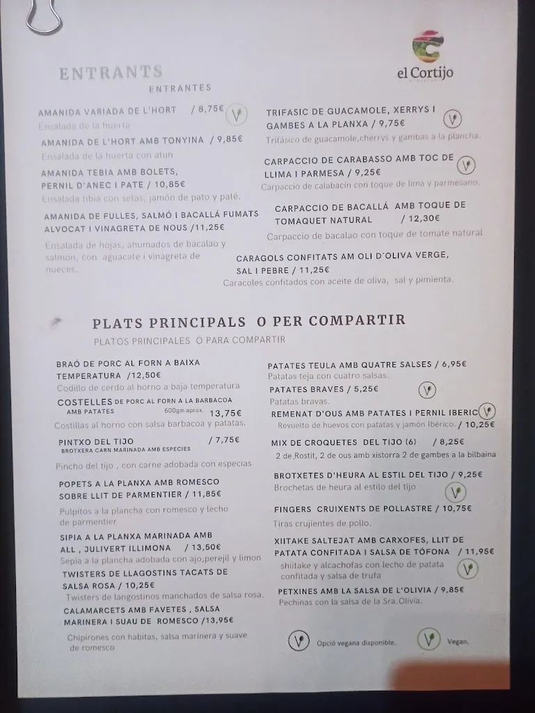 Menu_Restaurant El Cortijo_Montblanc_image_1