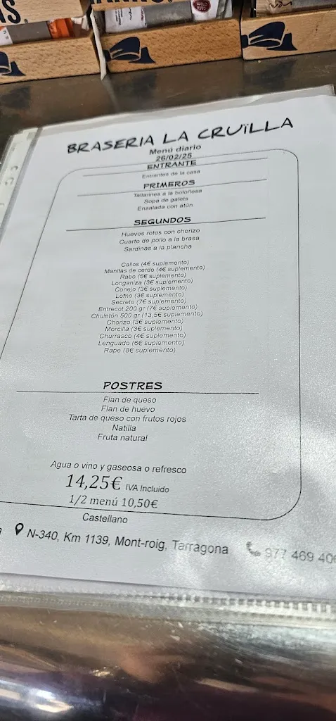 Menu_Brasería La Cruïlla_Mont-roig del Camp_immagine_4