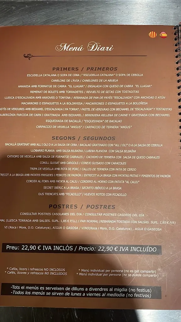 Menu_Asador El Llagar_Montbrió del Camp_image_1