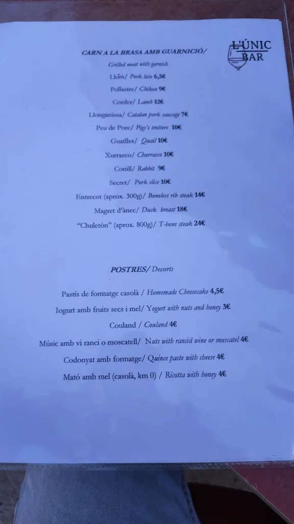 Menu_Bar L'únic_Morera de Montsant_image_2