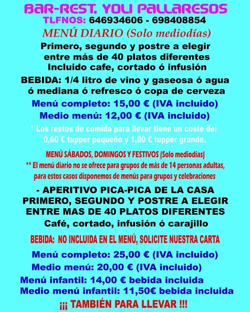 Menu_Bar - Restaurant YOLI_Pallaresos_image_1