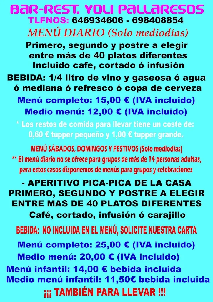 Menu_Bar - Restaurant YOLI_Pallaresos_image_2