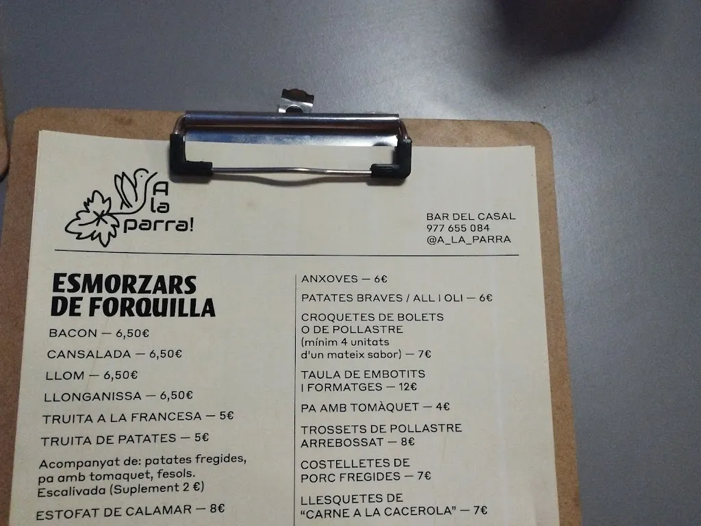 Menu_A la Parra bar del Casal Municipal_Nou de Gaià_image_1