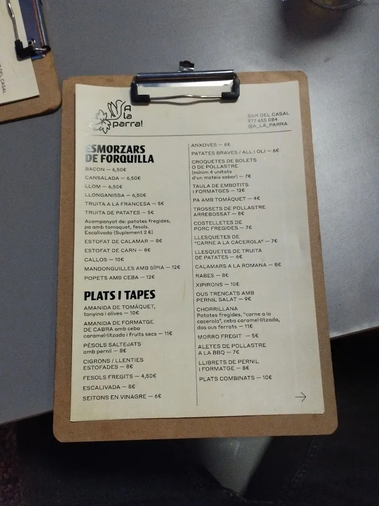 Menu_A la Parra bar del Casal Municipal_Nou de Gaià_image_2