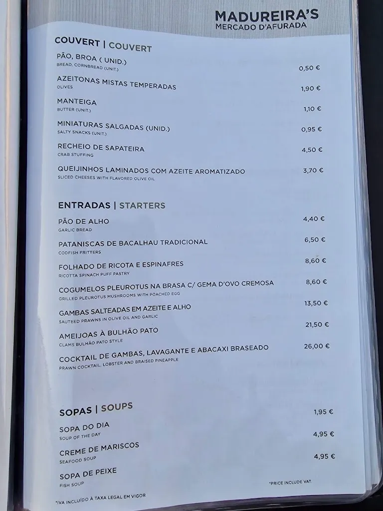 Menu_Madureira's Mercado d'Afurada_Nou de Gaià_image_1
