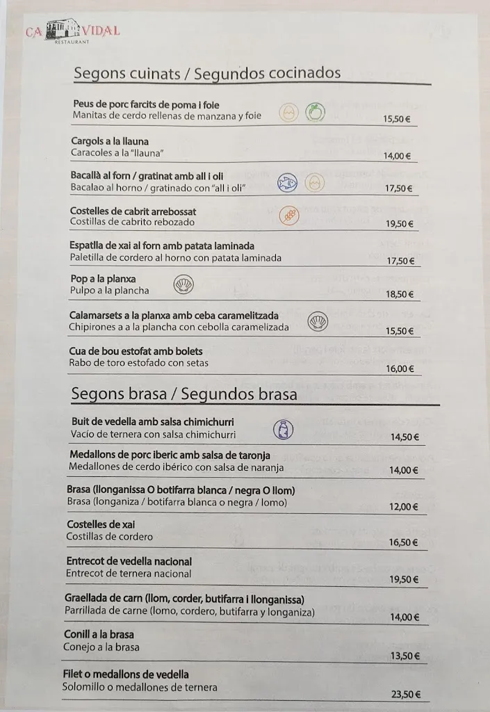 Menu_Restaurant Ca Vidal - Calçotades, Esmorzas, Dinars i Esdeveniments_Perafort_image_1